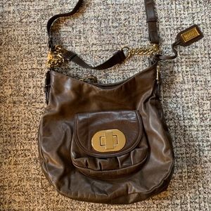 Badgley Mischka brown leather handbag